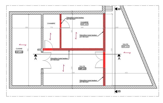 Ouverture de murs porteurs à Argenteuil. Renforcement par une structure métallique. - Structure métallique