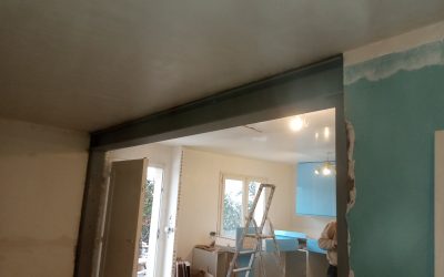 Création d’une ouverture dans un mur porteur de refend. Renforcement par une structure métallique à Houilles.