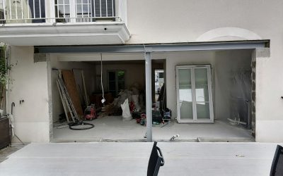 Création d’une ouverture dans un mur porteur de façade. Renforcement par structures métalliques à Carrières-sur-Seine.