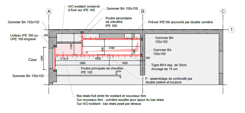 Création de trémie d'escalier. Renforcement par structure métallique à Saint-Maurice. - Structure métallique