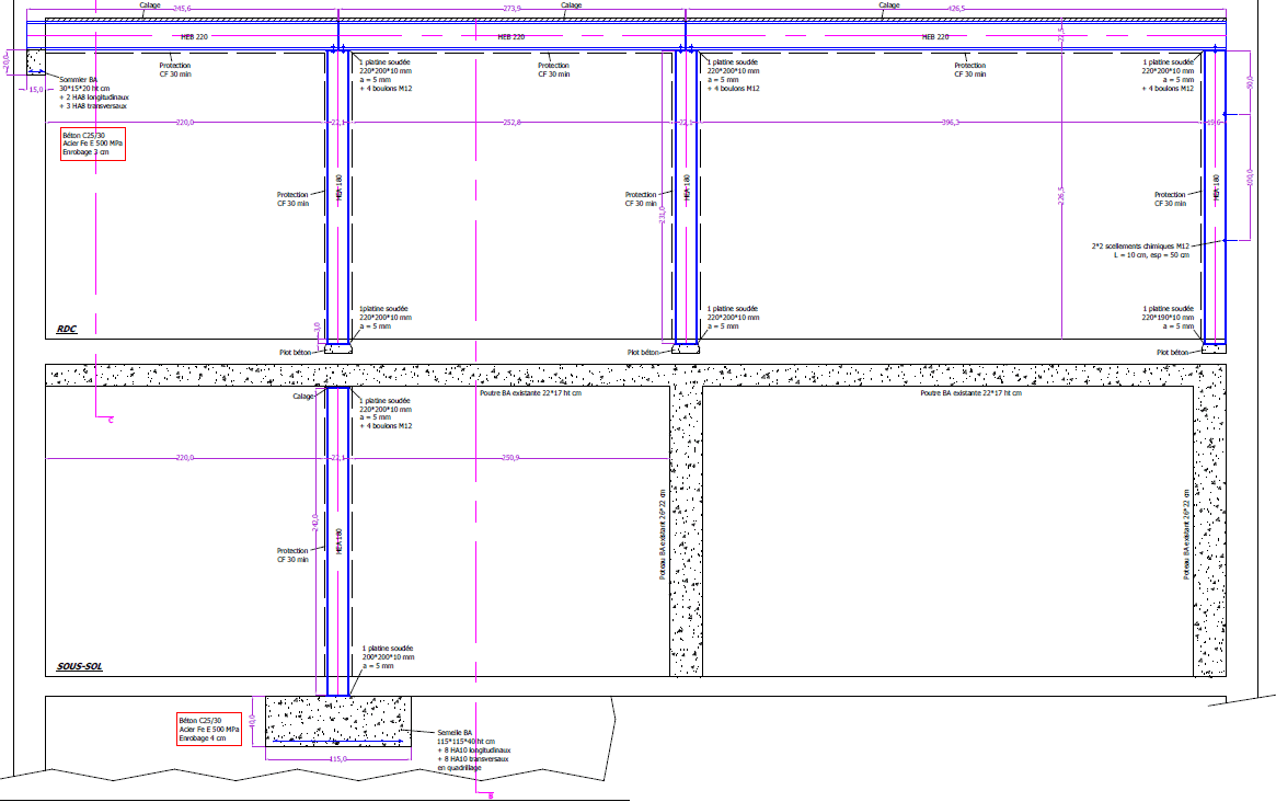 Ouverture de mur de refend au R+1. Renforcement par structure métallique à La Seyne-sur-Mer. - Structure métallique