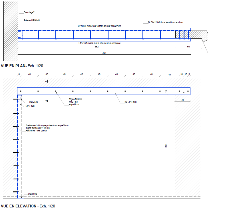 Création d'une ouverture dans un mur porteur. Renforcement par structure métallique à Lyon. - Structure métallique