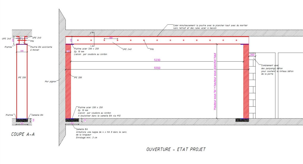 Installation d’une structure de renforcement métallique suite à la démolition d’un mur porteur à Argenteuil - Démolition des Murs porteurs