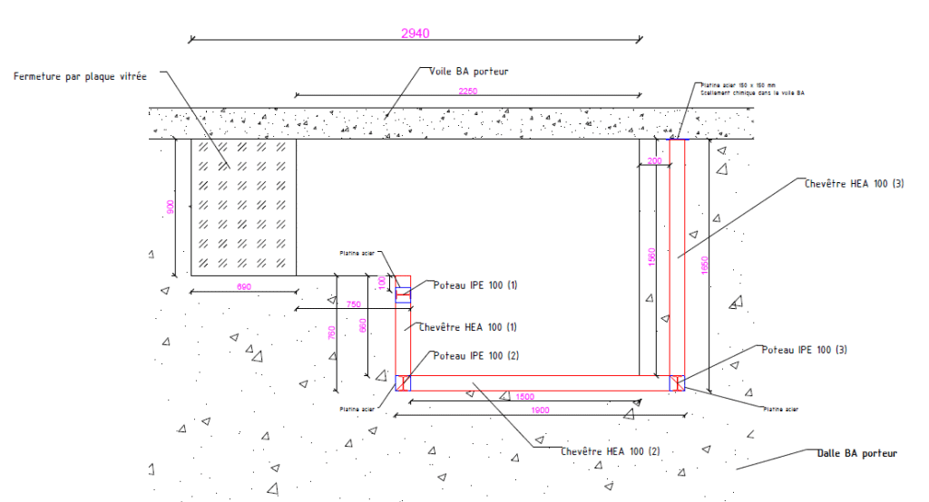 Agrandissement d'une trémie d'escalier existante. Renforcement par structure métallique à Brignoles. - Structure métallique