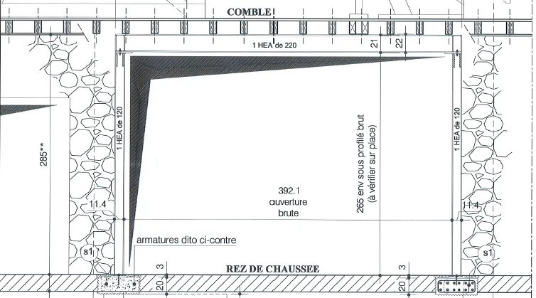 Réalisation d'un portique métallique à la place d'une cloison en charge au RDC à Aix-en-Provence. - Murs porteurs