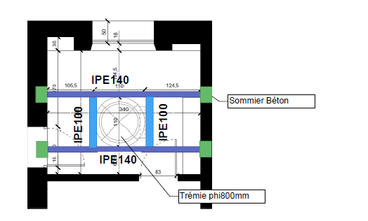 Création de trémie d'escalier pour relier 2 étages RDC et R+1. Renforcement par structure métallique. - Structure métallique