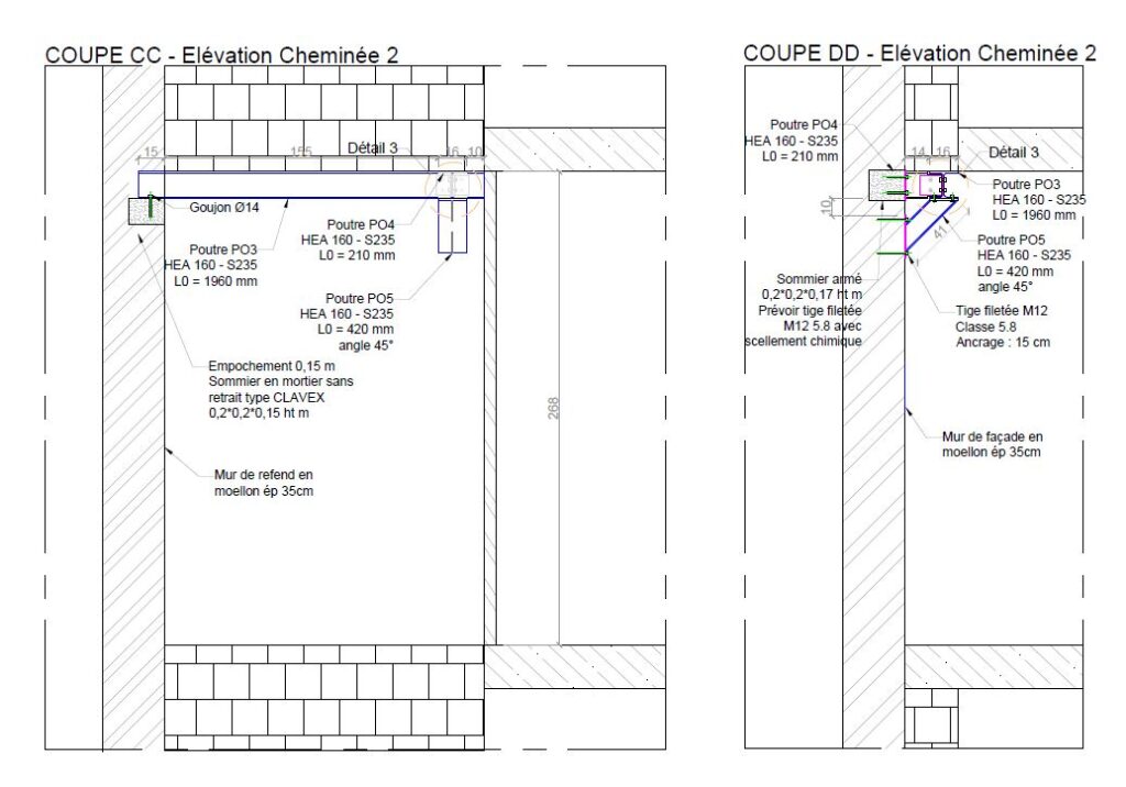 Dépose de conduit de cheminée. Renforcement par structure métallique à Cagnes-sur-Mer. - Cheminée