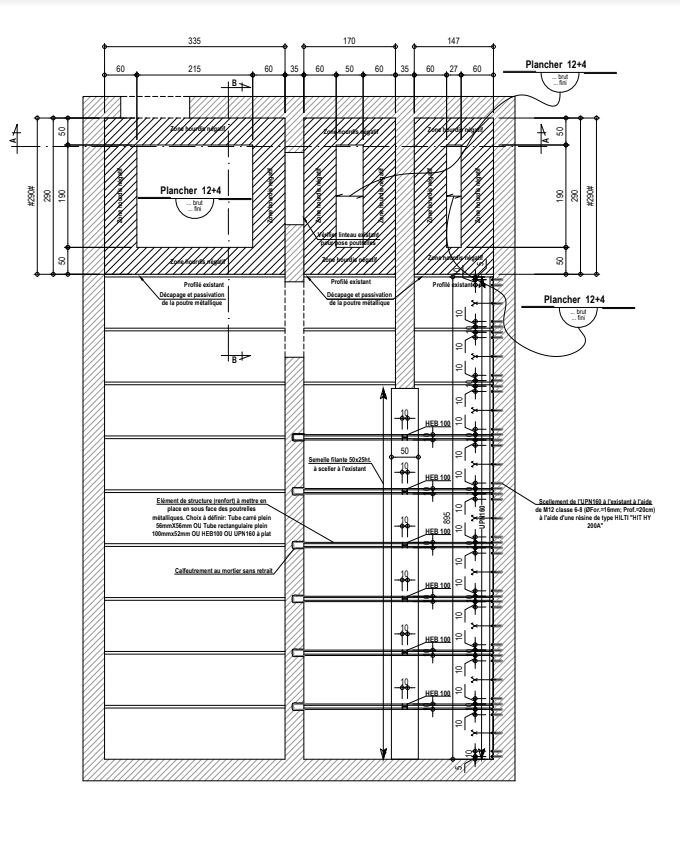 Reprise de plancher endommagé à Cannes - Structure métallique