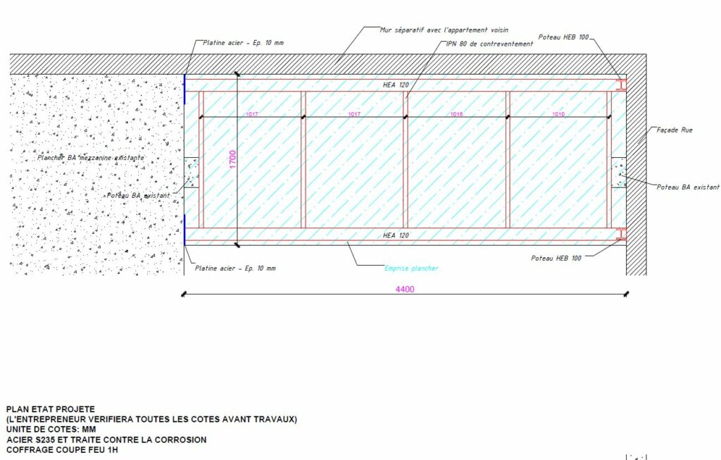 Création d’une mezzanine métallique à Mougins - Plancher collaborant