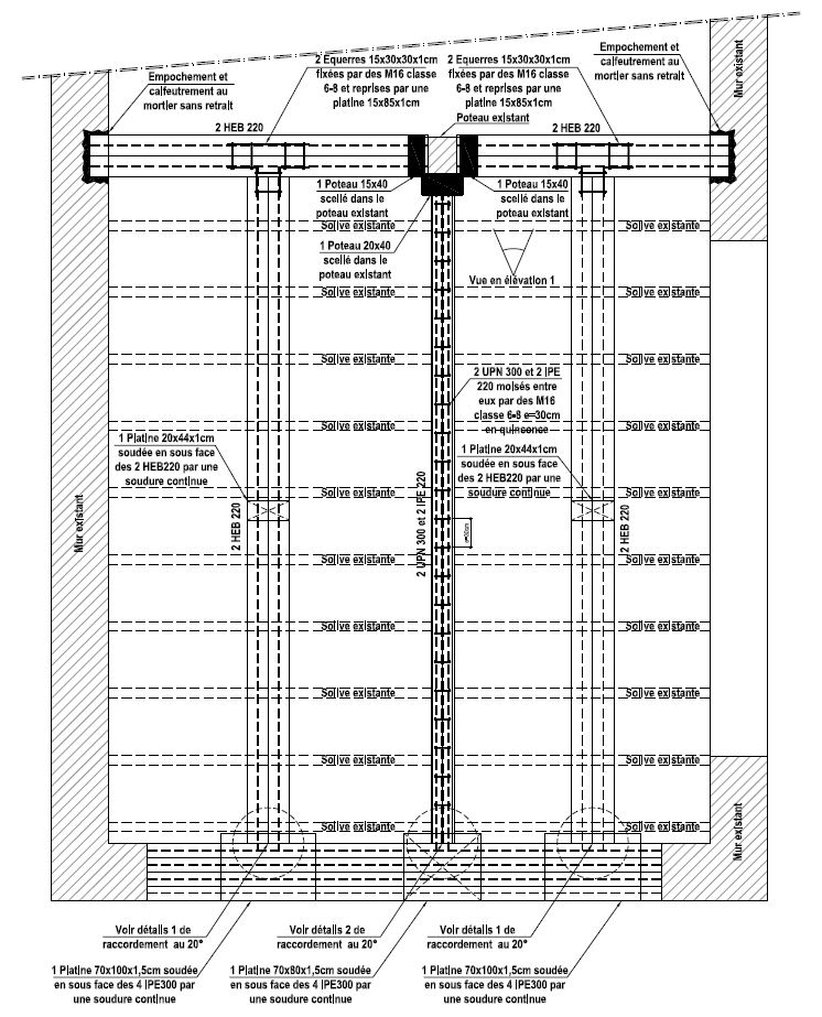 Renforcement d’un plancher dégradé par la structure en métal et poteaux BA à Valbonne - Reprise de plancher