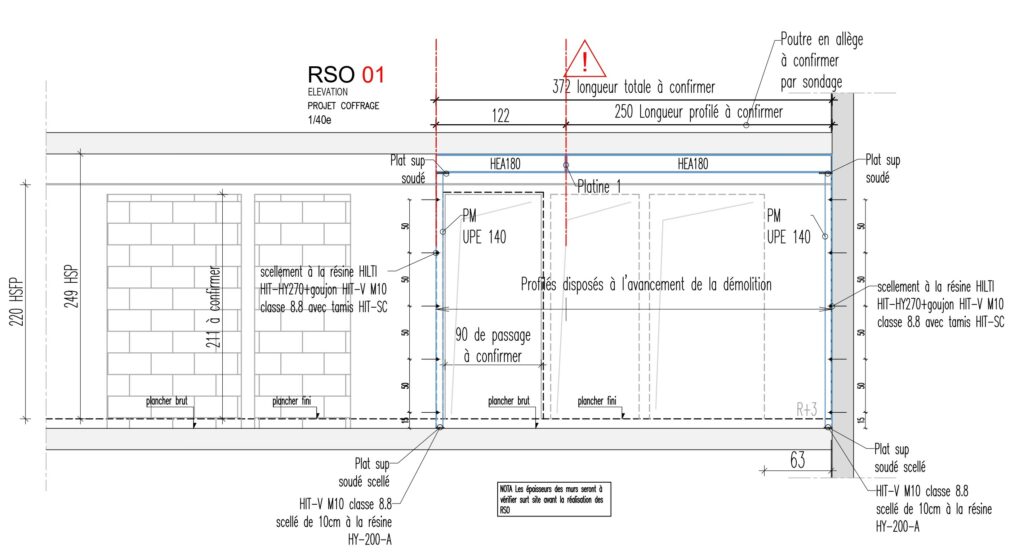 Création d’une ouverture dans un mur porteur de refend à Antibes. Renforcement par structure métallique - Démolition des Murs porteurs