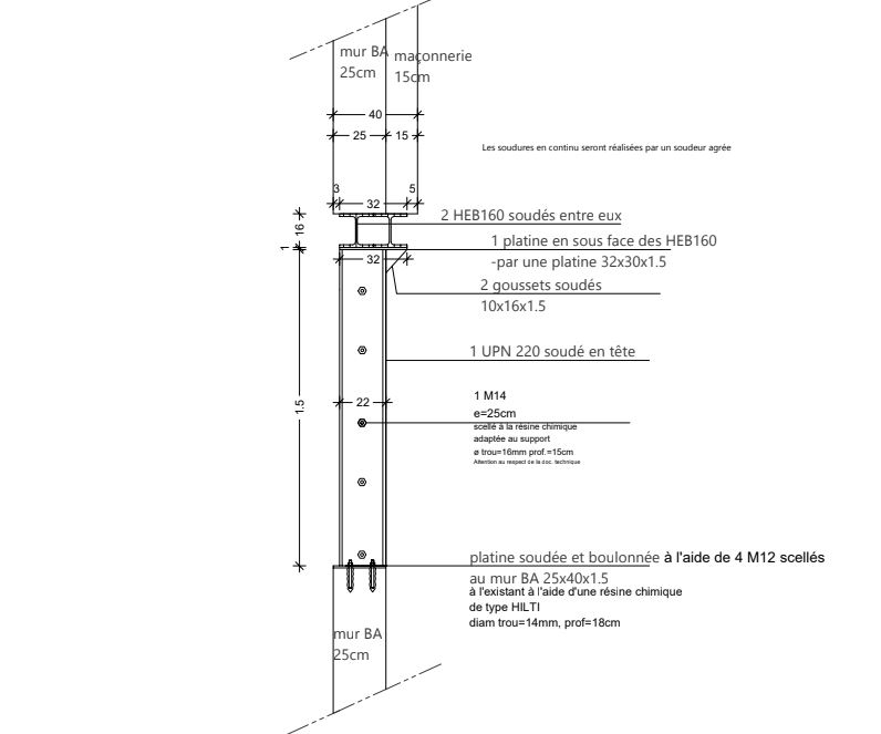 Création d’une ouverture dans un mur de façade à Antibes. Renforcement par structure métallique - Démolition des Murs porteurs