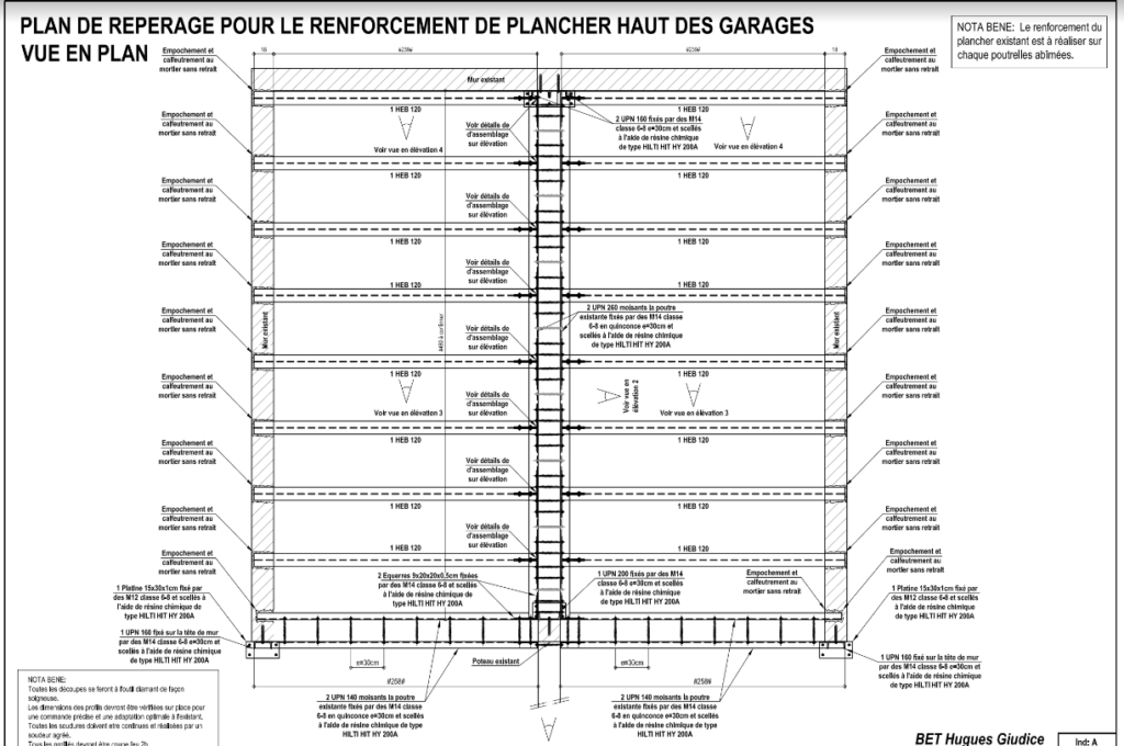 Renforcement de plancher par structure métallique à Nice - Renforcement des poutres