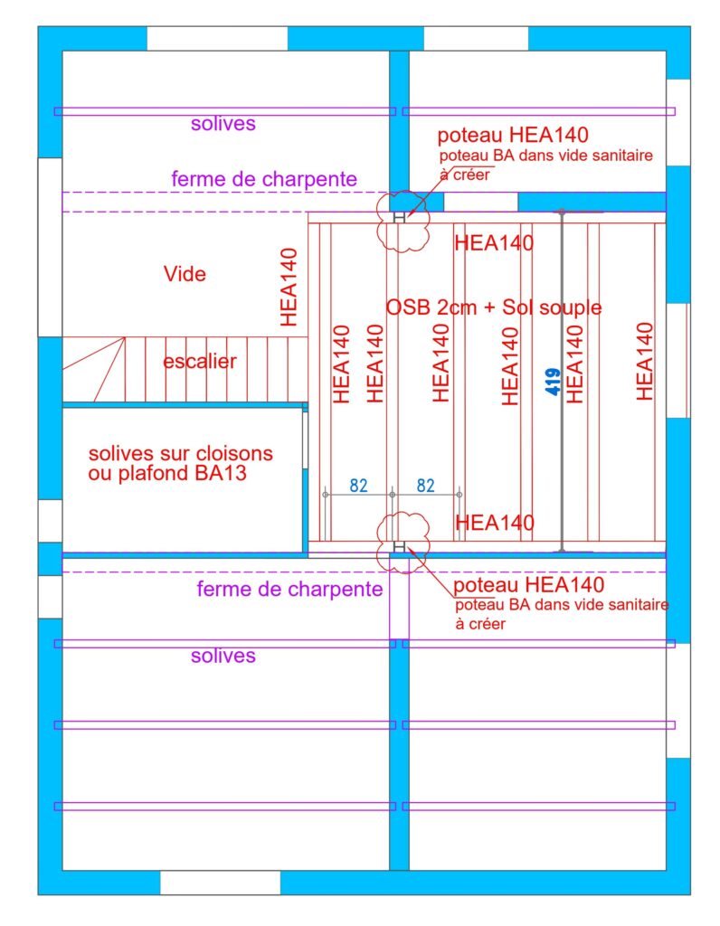 Création d'une mezzanine métallique à Antibes - Ouverture et Démolition de Murs Porteurs Création d'une mezzanine métallique à Antibes - Mezzanine