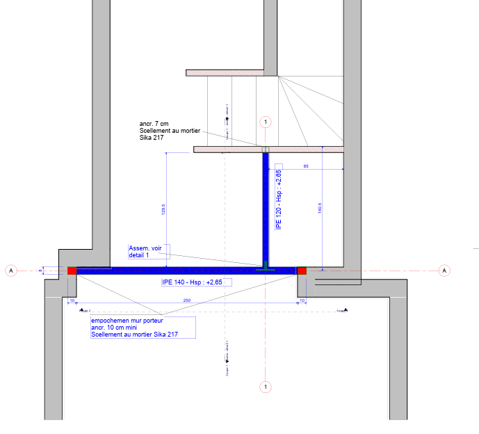 Reprise d’un trémie d'escalier par structure métallique à Mandelieu-la-Napoule - Reprise de plancher