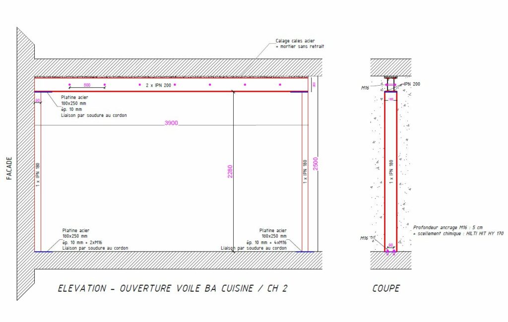 Création d’une ouverture dans un mur porteur en béton armé à Peymeinade - Démolition des Murs porteurs