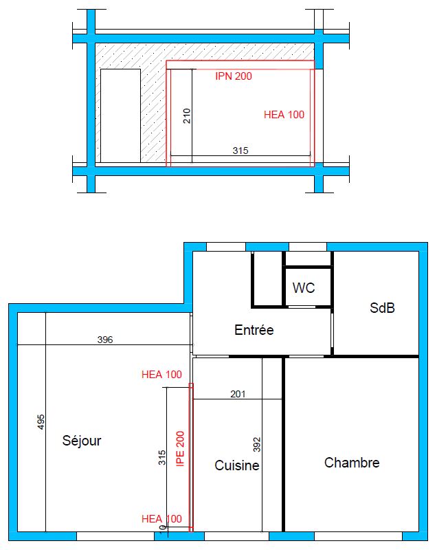 Ouverture dans un mur semi-porteur entre cuisine et salon à Antibes. Renforcement par structure métallique - Ouverture et Démolition de Murs Porteurs Ouverture dans un mur semi-porteur entre cuisine et salon à Antibes. Renforcement par structure métallique - Murs semi-porteur