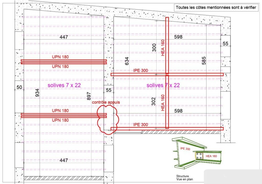 Renforcement d’un plancher par structure métallique à Cagnes-sur-Mer - Ouverture et Démolition de Murs Porteurs Renforcement d’un plancher par structure métallique à Cagnes-sur-Mer - Renforcement des poutres