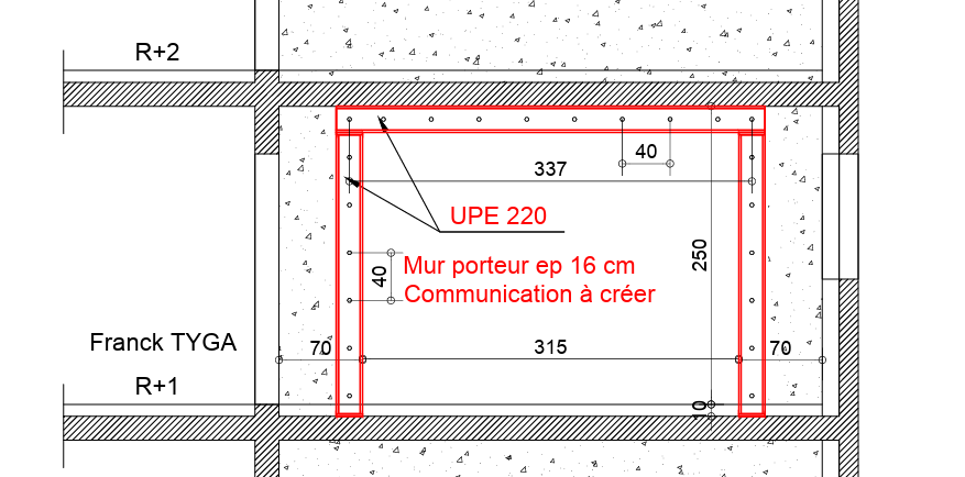 Ouverture mur porteur Mougins – Découpe mur béton armé & renforcement par moisage UPE - Agrandissement d'une baie