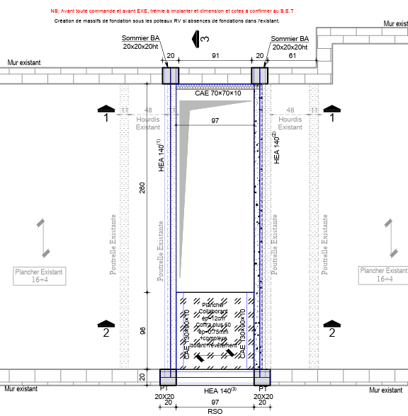Création d’une trémie d’escalier avec renforcement structurel à Mandelieu-la-Napoule - Murs porteurs