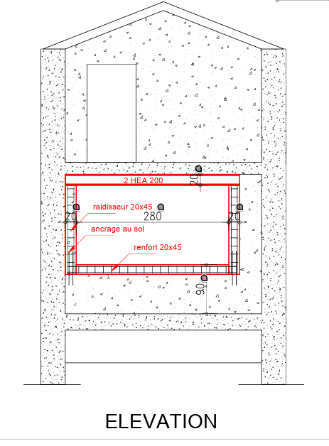 Création d’une ouverture dans un mur porteur de façade et renforcement par structure en béton armé à Saint-Tropez - Agrandissement d'une baie